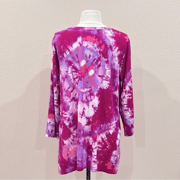 LOGO by Lori Goldstein x Smiley World Pink Combo Shirt Size Medium - Picture 5 of 15